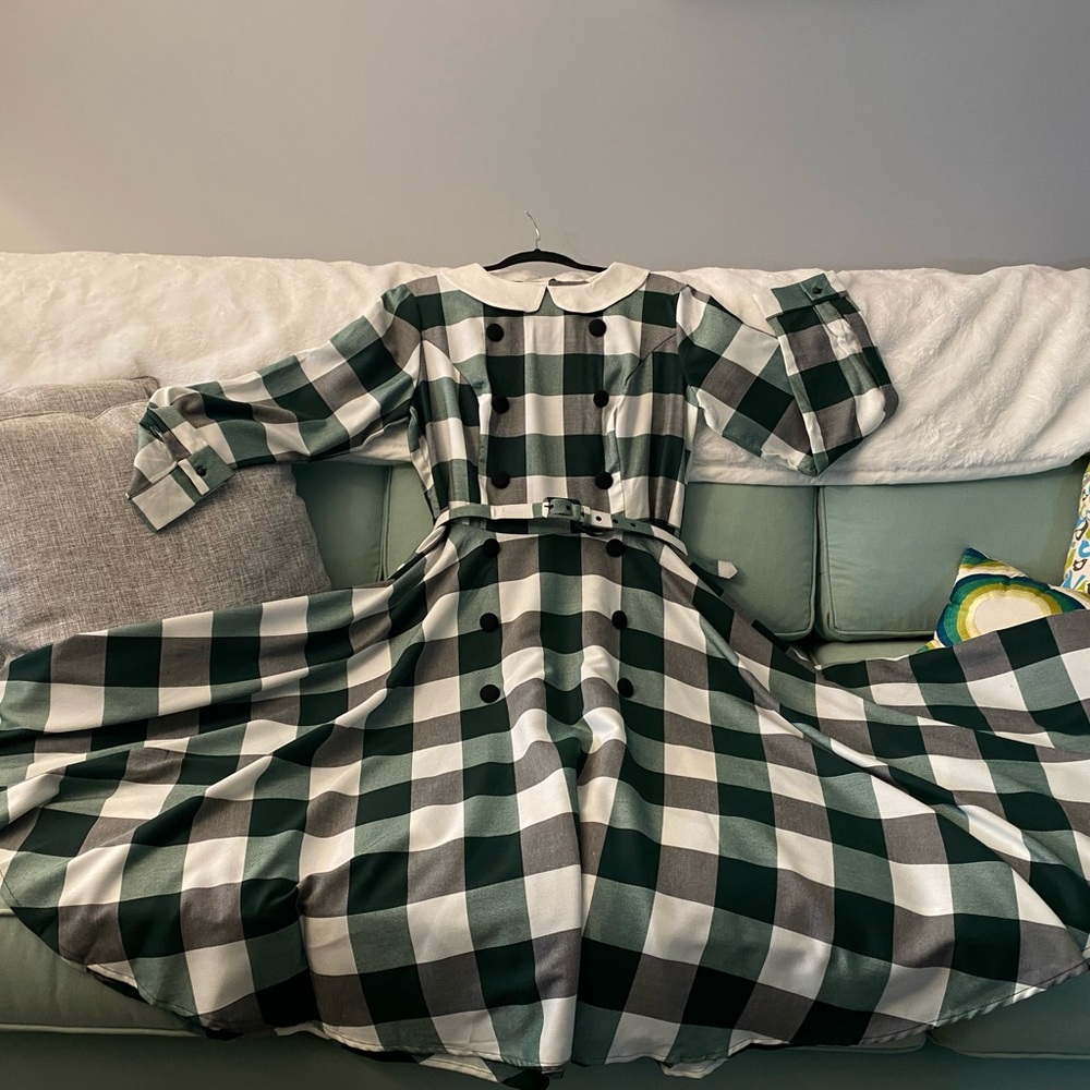 NWT-XXL-18-Collectif Vintage-Clemence Meadow Check Swing Dress-pockets! 😍 - Picture 12 of 13
